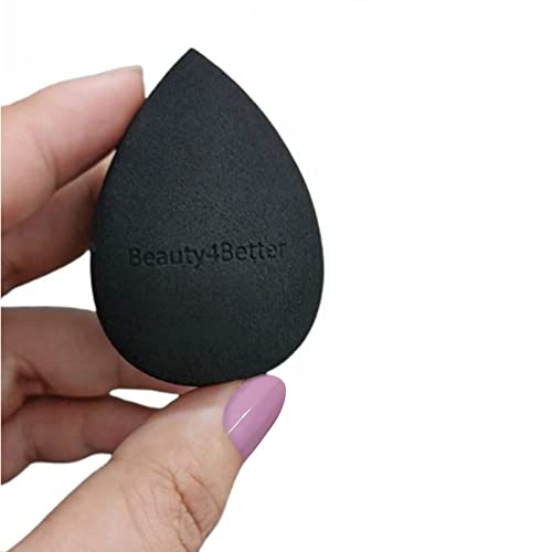 Beauty4Better Luxury Cosmetic Non-Latex Soft Vegan Face Makeup Applicator Sponge (Pack of 1) Colour - Black - for Blending Liquid Foundation Crea