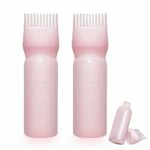 Shakeel 2 Pcs Hair Oil Applicator Bottle Hair Dye Brush Bottle for Hair 120ML Squeeze Comb Applicator Bottle with Graduated Scale (Pink)