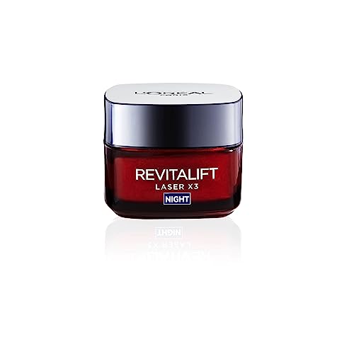 L'Oreal Paris Revitalift Laser Face Moisturiser, X3 Triple Action Anti-Ageing Night Cream With Pro Retinol, Hyaluronic Acid and Vitamin C- 50 ml