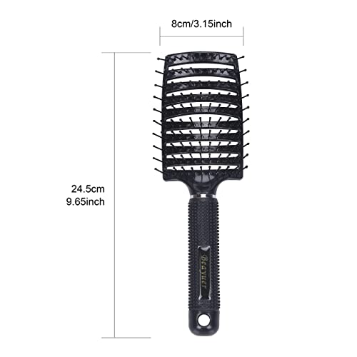 Beayuer Hair Detangling Brush Hair Comb, Professional Curved Vent Styling Faster Blow Drying, Paddle Detangler Hair Brushes Soft Bristles Glide T
