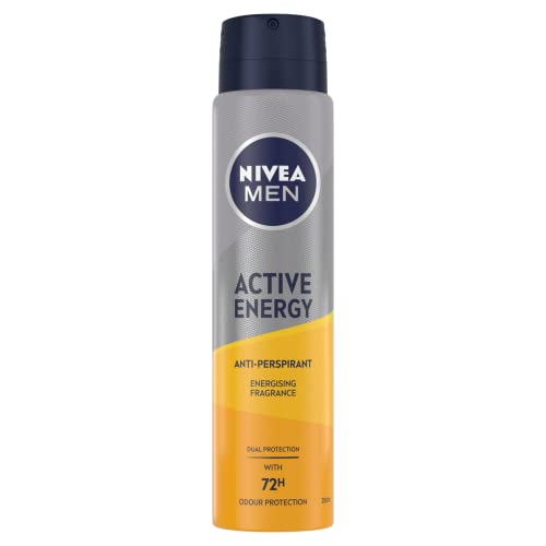 NIVEA MEN Dry Energy Deodorant Spray (250ml), Men's Deodorant with 48H Protection, Antiperspirant for Men with Zinc Formula to Fight Sweat and Bo