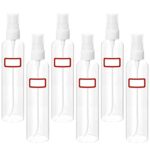Foxbown Spray Bottles, 6 Pcs 40 ML Refillable Spray Bottles with Labels, 1.4oz Clear Empty Fine Mist Mini Travel Bottle Set
