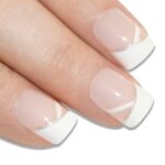 Bling Art False Nails French Manicure White Glitter 24 Full Cover Medium Tips UK