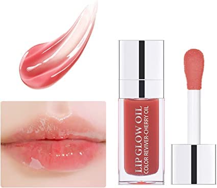 shnookz Plump Cherry Pink Lip Glow oil Crystal Jelly Lip Care Oil Moisturizing Lip Gloss Hydrating Polished Sexy Lip Tinted Lip Plumper Polished
