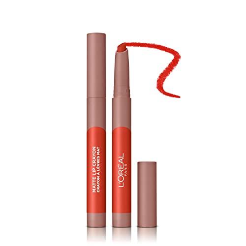 L'Oreal Paris Infallible Very Matte Lip Crayon Lipstick, Smudge Proof, Red Lipstick, 110 Caramel Rebel, 1 kg