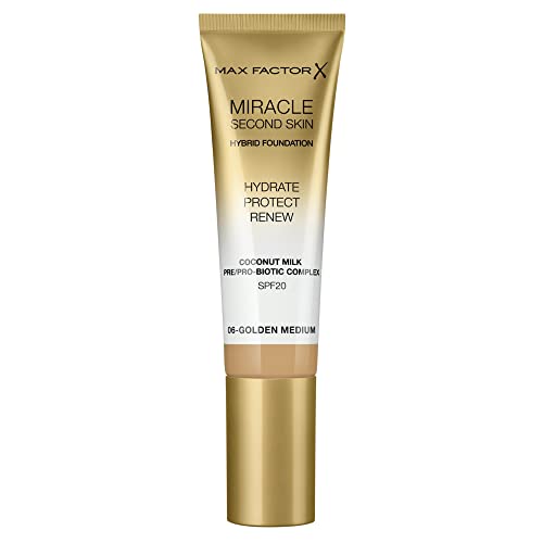 Max Factor Miracle Second Skin Hydrating Foundation, Golden Medium - 30 ml