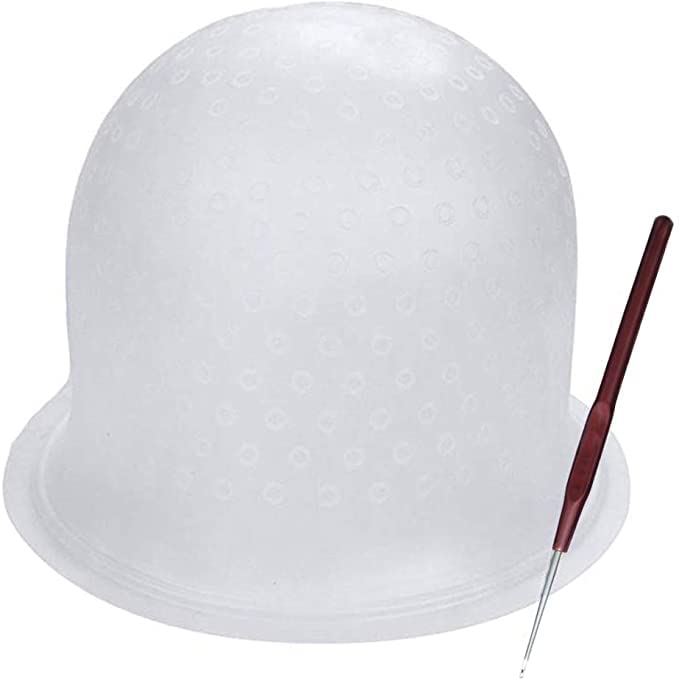 Highlight Caps with Coloring Hair Hook, Frosting Coloring Hat, Professional Salon Silicone Hairdressing Tools