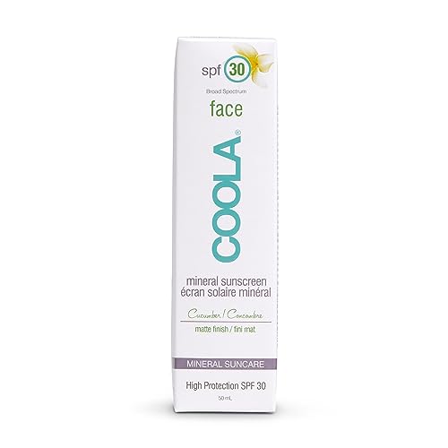 Coola SPF 30 Mineral Face Sun Cream, 70 Percent + Organic Daily SPF Face Moisturiser, Broad Spectrum UVA/UVB Protection Sunscreen, Matte Finish w