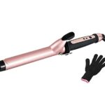 Curling Tongs, Curling Wand 38mm Hair Curler Large Barrel Curling Iron for Long Thick Hair with Glove 120°C-210°C Adjustable Auto-Off