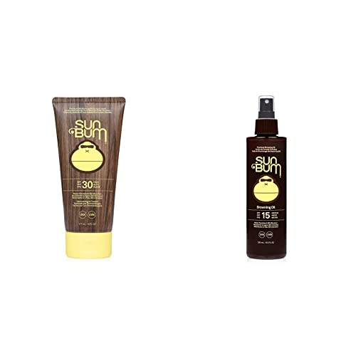 Sun Bum Original SPF 30 Suncream Lotion, Broad Spectrum Moisturizing Sunscreen, 177ml & Sun Bum SPF 15 Moisturizing Browning Oil, Broad Spectrum