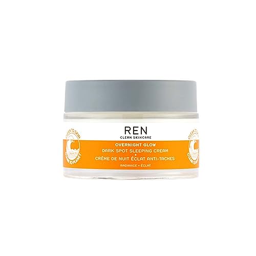 REN Clean Skincare Overnight Glow Dark Spot Sleeping Cream | Reduce Hyperpigmentation | Hydrating & Brightening Facial Moisturiser | Algae Comple