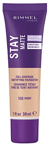 Rimmel London Stay Matte Liquid Mousse Foundation, Good Coverage and Oil-Free Formula, Ivory, 30 ml