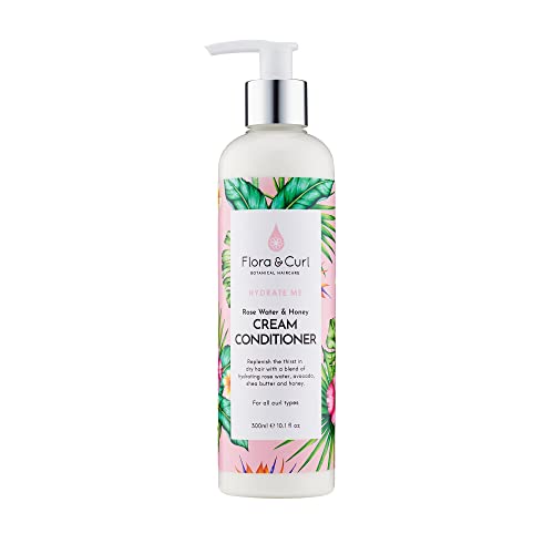Flora & Curl Rose Water & Honey Cream Conditioner for Kinky and Curly Natural Hair 300ml