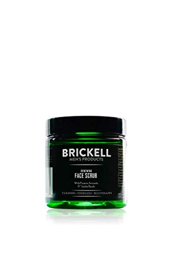 Brickell Men's Renewing Face Scrub for Men, Natural and Organic Deep Exfoliating Facial Scrub Formulated with Jojoba Beads, Coffee Extract and Pu