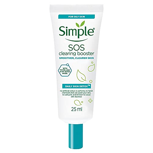Simple Daily Skin Detox SOS Clearing with thyme, zinc, and witch hazel Booster long-lasting shine & blemish control 25ml - Packaging May Vary