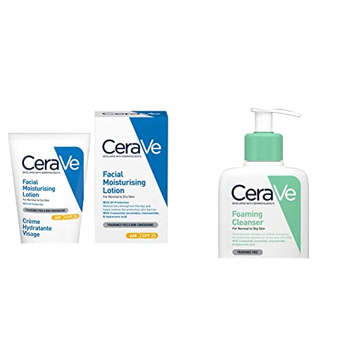 CeraVe AM Facial Moisturising Lotion SPF 25 for Normal to Dry Skin 52ml with UV Protection and 3 Essential Ceramides