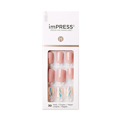 KISS imPRESS Press-On Manicure, Kill Heels, Short Length Square, with PureFit Technology, Includes Prep Pad, Mini File, Cuticle Stick, and 30 Fak