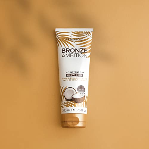 Creightons Bronze Ambition The Instant Tan Glow & Go (100ml) - Immediate, Streak-Free & Natural Looking Tan Enriched with Coconut Water to Nouris