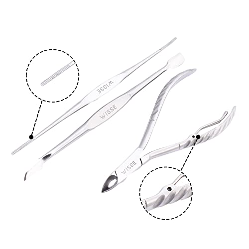 Cuticle Pusher, Cuticle Nipper & File - Professional Nail Cuticle Remover Cutter Clippers Tool for Gel Nail Art Fingernails Toenails - 3 Pieces M