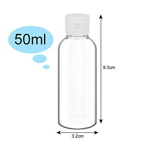 DECARETA 12 Pack Plastic Travel Bottle 50 ml Clear Holiday Bottle with 1pcs Funnel Toiletries Liquid Containers for Airport,Office,Camping