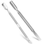 Cuticle Pusher Tool Kit, 2 Pack Stainless Steel Nail Cuticle Cleaner Tool Dual Head UV Gel Nail Polish Remover Tool Nail Art Cuticle Trimmer for