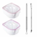 Yokilly Nail Soaking Bowl,2PCS Soak Off Gel Polish Dip Powder Remover Manicure Bowl with Triangle Cuticle Peeler and Stainless Steel Cuticle Push