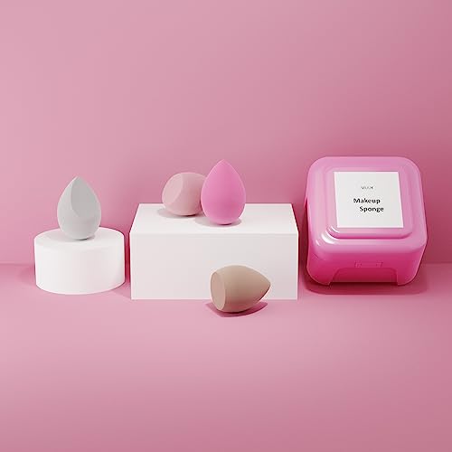MUUK Makeup Sponge Blender 4 Pack Foundation Sponge Latex Free Beauty Blender Applicator With Sponge Holder Case Ideal For Foundation, Powder and