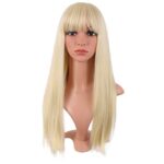 MapofBeauty 22 Inch/56 cm Long Straight Synthetic Hair Heat Resistant Party Cosplay Wig (Mixed Blonde)