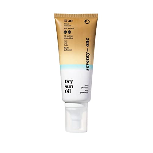 SeventyOne Percent | Dry Sun Oil SPF 30 | Dry Sun Oil : Face - Body - Hair | High Vegan Sun Protection | Skin Satin appearance | UVA 16 | 80% Nat
