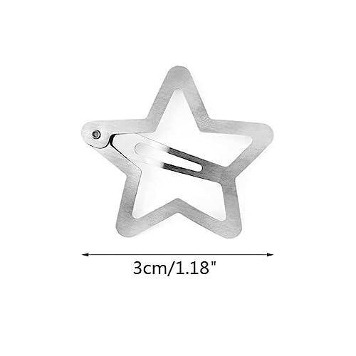 Star Hair Clips, 24 Pcs Hollow Star Hair Clips, Non-slip Metal Snap Barrettes, Silver Star Snap Hair Clips, Wedding Hair Accessories, Cute Hair A
