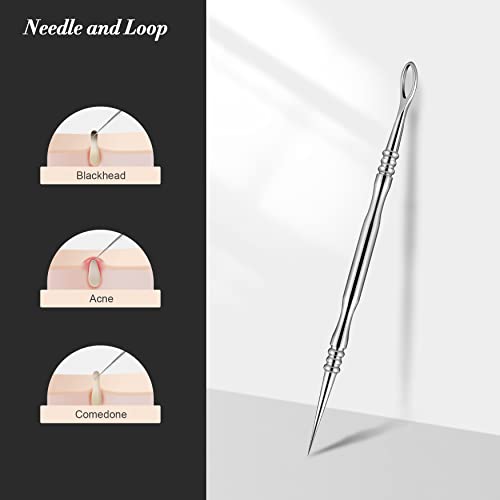 BEZOX Blackhead Remover Tools ALL Stainless Steel – Set of Blackhead Tweezers and Ance Needle with Comedone Extractor, High Temperature Disinfect