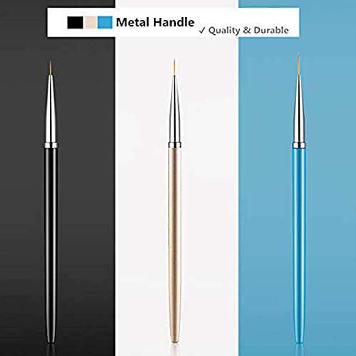 3Pcs Nail Art Brushes Fine Liner,Nail Art Design Tools for DIY Nail Painting Drawing(7/9/11mm)