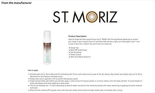 St Moriz Darker than Dark Instant + Fast Tanning Self Tan Mousse (pack of 2) 200ml each