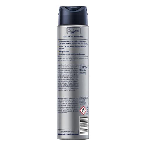 NIVEA MEN Dry Energy Deodorant Spray (250ml), Men's Deodorant with 48H Protection, Antiperspirant for Men with Zinc Formula to Fight Sweat and Bo