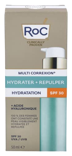 RoC - Multi Correxion Hydrate + Plump Moisturiser SPF30 - Anti-Wrinkle Treatment - UVA/B Protection - with Hyaluronic Acid - 50ML