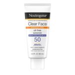 Neutrogena Clear Face Liquid Lotion Sunscreen for Acne-Prone Skin, Broad Spectrum SPF 50 UVA/UVB Protection, Fragrance & Oxybenzone Free Facial,