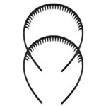 2 Pieces Mens Hair Band, Teeth Comb Shark Tooth Headband Plastic Alice Band Hair Bands with Teeth Grip Headband