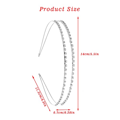 Sibba 2 Pack Double-layer Rhinestone Hair Hoop Headband Metal Hair band Shiny Crystal Headbands for Princess Wedding Bridal Headpieces(Gold+Silve