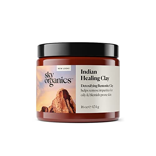 Sky Organics Indian Healing Clay 16 Ounces 100% Pure & Natural Bentonite Clay Therapeutic Grade