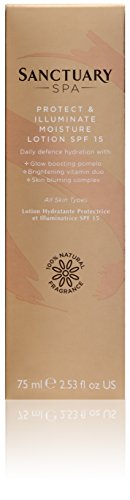 Sanctuary Spa Face Cream, Protect and Illuminate Moisture Lotion SPF 15, Face Moisturiser, 75 ml