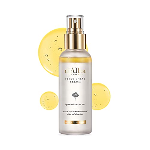 d'alba Italian White Truffle First Spray Serum, Vegan Skincare, Hydrating Facial Mist for Dry and Sensitive Skin, Glow Mist, Surfactant Free, Mul