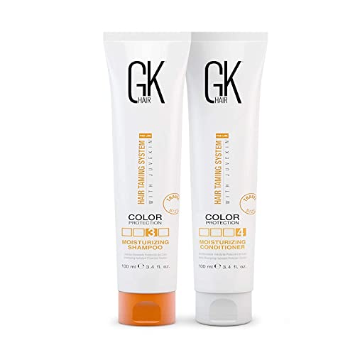 GK HAIR Global Keratin Moisturizing Shampoo and Conditioner Sets (3.4 Fl Oz/100ml) for Color Treated Hair - Daily Use Cleansing Dry to Normal Sul
