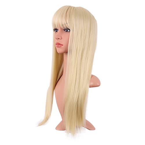 MapofBeauty 22 Inch/56 cm Long Straight Synthetic Hair Heat Resistant Party Cosplay Wig (Mixed Blonde)