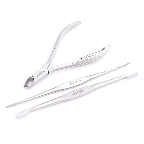 Cuticle Pusher, Cuticle Nipper & File - Professional Nail Cuticle Remover Cutter Clippers Tool for Gel Nail Art Fingernails Toenails - 3 Pieces M
