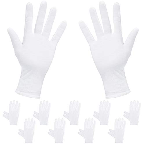 Rovtop 10 Pairs Cotton White Gloves, 9.8 inches,Used to inspect Jewelry, Dry Hand moisturizer & Daily Work and More