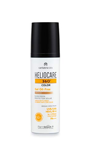 Heliocare 360 Colour Gel Oil-Free Bronze SPF50+ 50ml / Sunscreen For Face/Daily UVA UVB Visible Light Infrared-A Anti-Ageing Sun Protection/Matte