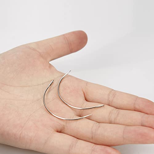 Beayuer Needle and Thread Set Professional Hair Extension Tools Hair Weave Needle 10 pcs with 3 pcs Black Brown Beige Threads for Making Wig Sewi