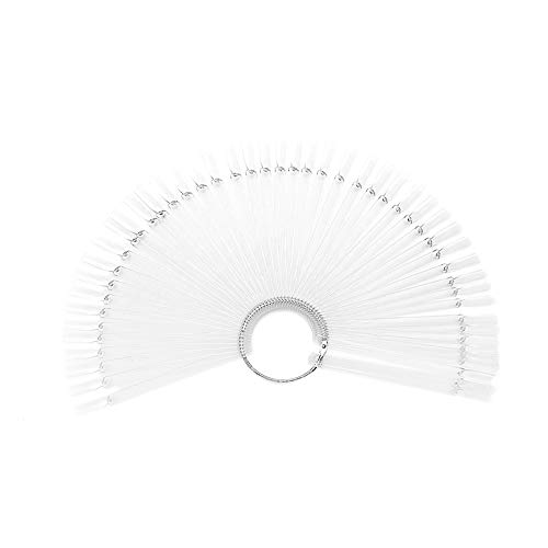 Funwaretech Nail Art Tips Sample Sticks With Metal Split Ring,Colour Nail Polish Practice Display Set,Nail Art Practice Tool Set,Fan-shaped False