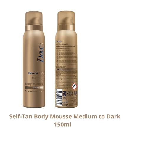 Self-Tan Bundle Contains Dove DermaSpa Summer Revived Self- Tanning Body Mousse 150m x1, Body Lotion 200ml x1 And Face cream 75ml, For Medium To