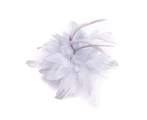 Feather Comb Fascinator for Women Wedding Ascot Races Christening Hair Piece (Royal Blue)